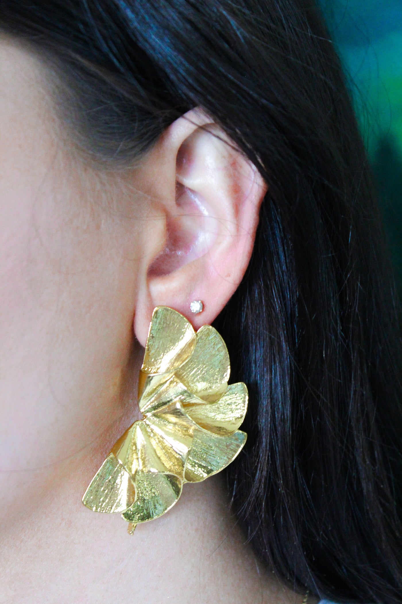 Gold Ruffle Earrings