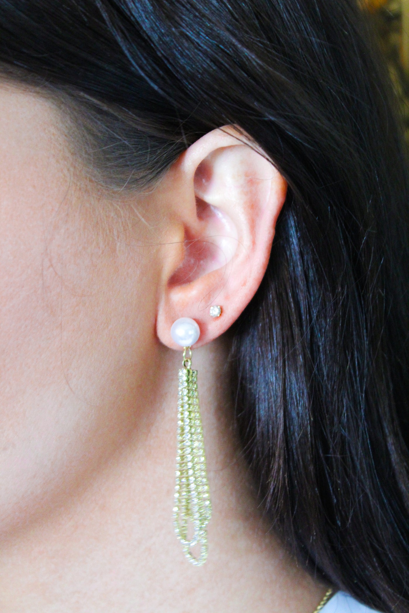 Rhinestone Pearl Drop Earrings